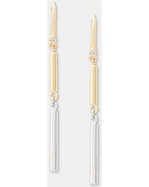 DKNY Two-tone Bar Statement Double Drop Earrings - White