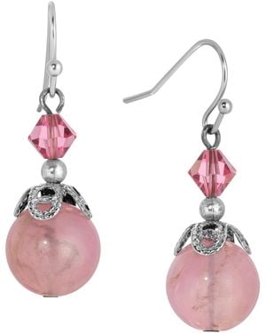 2028 Acrylic Bead Crystal Drop Earrings - Pink