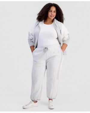 And Now This Plus Size Crochet-fleece High-rise Drawstring sweatpants - White
