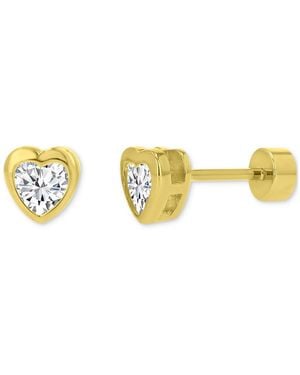 Macy's Cubic Zirconia Heart Stud Earrings (3/4 Ct. T.w. - Metallic