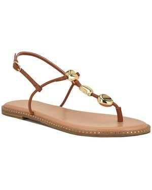 Nine West Derika T-strap Slingback Sandals - Metallic
