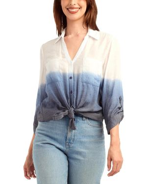 Bcx Textured Button-front Top - Blue
