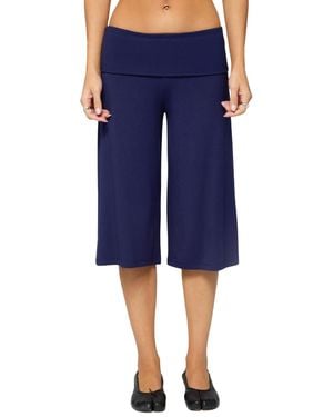 Edikted Shirly Wide Leg Foldover Capri Pants - Blue
