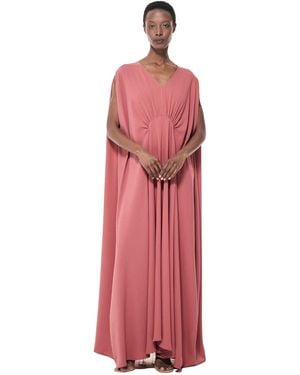eem Gathered Marked Waist V-neck Loose-fit Maxi Dress