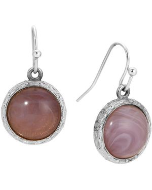 2028 Round Color Stone Wire Earrings - Purple