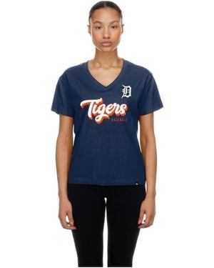 KTZ Detroit Tigers V-neck Short-sleeve Cotton T-shirt - Blue
