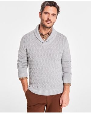 Club Room Chunky Shawl Collar Sweater - Gray