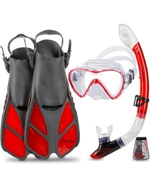 Seavenger Aviator Snorkeling Set: Single Window Mask - Red