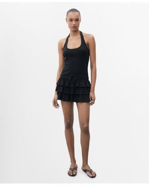 Mango Short Ruffled Dress - Black