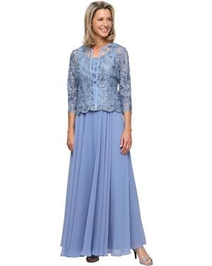 Alex Evenings Scoop Neck Ball Gown Jacket 2 Piece Set - Blue