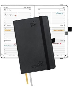 Gnuadz Pocket Planner 2026-2027 Academic Weekly Hourly Leather Cover - White