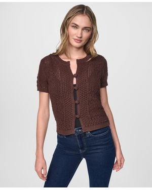 DKNY Short-sleeve Crewneck Cardigan - Red