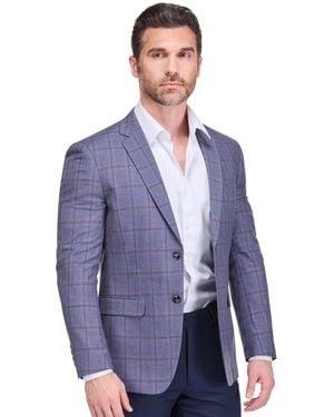 Gino Vitale Plaid Slim Fit Sportcoat Blazer - Blue