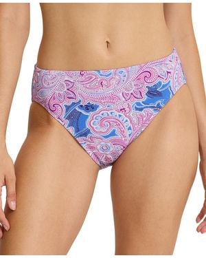 Tommy Bahama Paisley Daze High-waisted Tummy-control Bikini Bottom - Purple