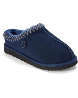 Dearfoams Grafton Genuine Shearling Clog Slipper - Blue