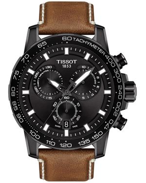 Tissot Swiss Chronograph Supersport T-sport Leather Strap Watch 46mm - Black