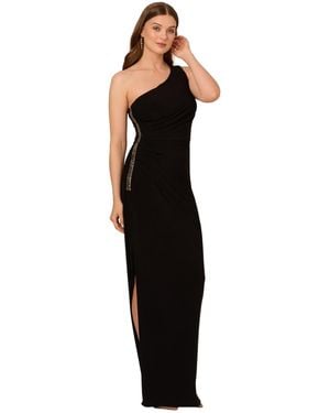 Adrianna Papell One-shoulder Embellished Gown - Black