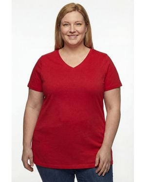 Woman Within Plus Size Perfect Short-sleeve V-neck Tunic - Red