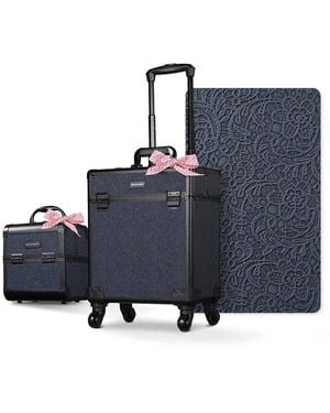 Byootique 2-piece Makeup Train Case Cosmetic Organizer Kit Rococo Coral Artists - Blue