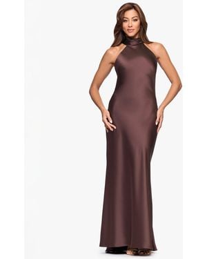 Xscape Tie Neck Long Dress - Black