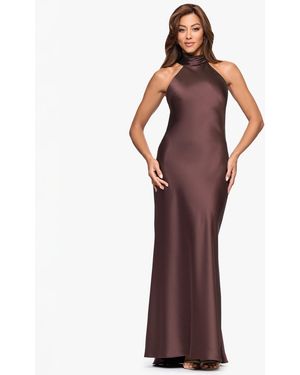 Xscape Tie Neck Long Dress - Black