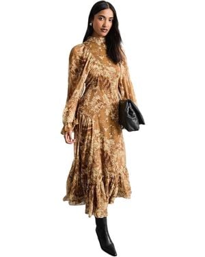 Warehouse Romantic Chiffon Sleeve Midaxi Dress - White