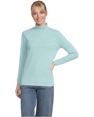 Lands' End Relaxed Cotton Long Sleeve Mock Turtleneck - Blue
