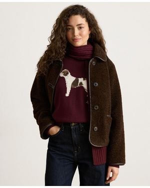 Ralph Lauren Pleather Trim Sherpa Jacket - Brown