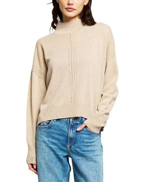 Central Park West Thea Cashmere Mock Neck Oversized Sweater - Blue