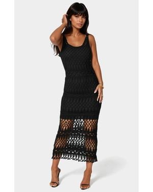 Bebe Geo Crochet Tank Maxi - Black