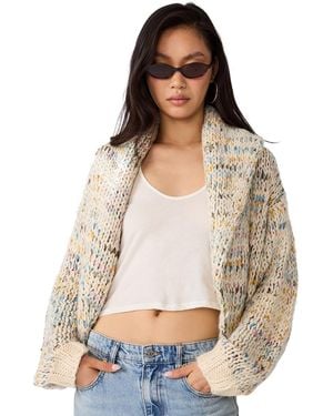 Steve Madden Enid Shawl-collar Open-front Space-dyed Cardigan Sweater - White