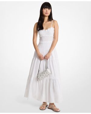 Michael Kors Sweetheart Neck Smocked Maxi Dress - White