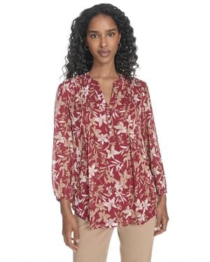 Tommy Hilfiger Floral Pintucked Blouse - Red
