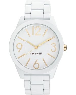 Nine West Quartz Matte Alloy Link Bracelet Watch - White