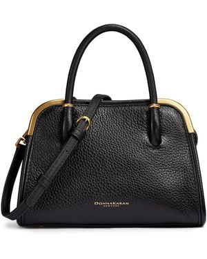 Donna Karan Leather Small Crossbody Satchel Handbag - Black