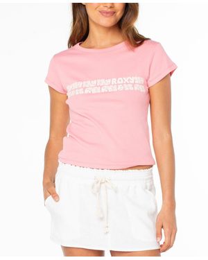 Roxy Retro-inspired 90s Baby Crew Neck T-shirt - White