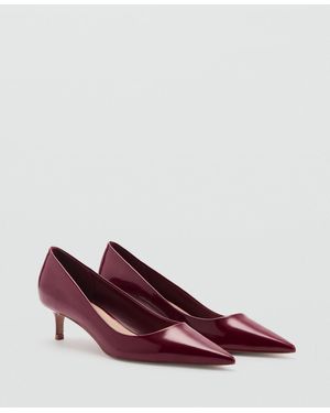 Mango Patent Leather Effect Kitten Heel Shoes - Purple