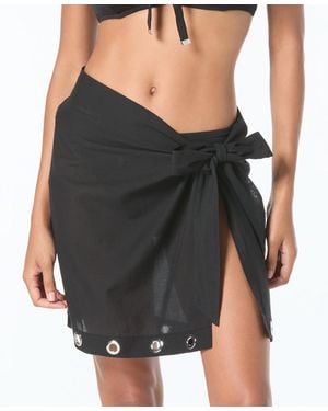 MICHAEL Michael Kors Michael Kors Grommet Detail Swim Cover Up Pareo - Black