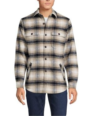 Lands' End Super Brushed Shirt Jacket - Gray