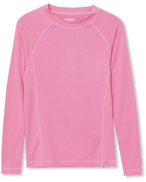 Lands' End Big Girls Thermal Base Layer Long Underwear Thermaskin Crew Neck Shirt - Pink