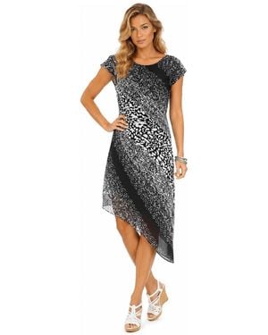 La Moda Clothing Animal Print Asymmetrical Hem Dress - Blue