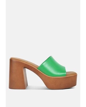 Rag & Co Scandal Slip On Block Heel Sandals - Green