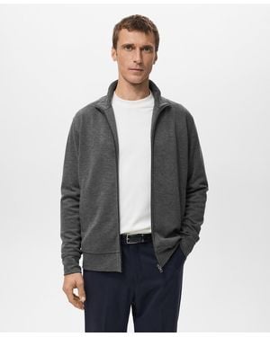 Mango Regular-fit Zip-up Hoodie - Gray