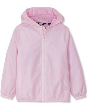 Lands' End Girls Waterproof Hooded Packable Rain Jacket - Pink