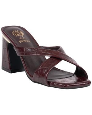 Gc Shoes Pryse Square-toe Block-heel Croc-embossed Sandals - Brown