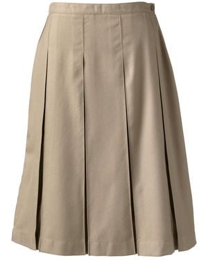 Lands' End Box Pleat Skirt Below The Knee - Natural