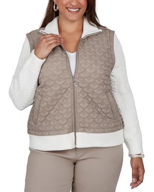 Ruby Rd. Plus Size Stand Collar Long-sleeve Quilted Jacket - Gray
