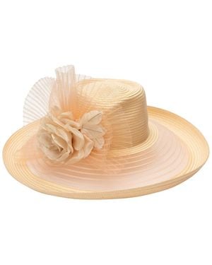 August Accessories Sheer Brim Romantic Profile Hat - Natural