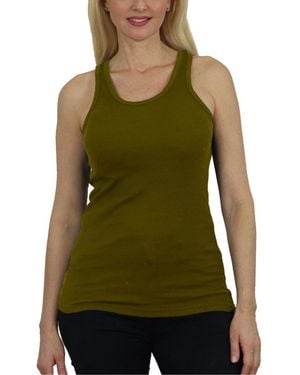 Galaxy By Harvic Loose Fit Ribbed Tank Top - Green