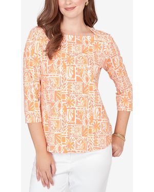 Ruby Rd. Plus Size Seashell Patchwork Knit Top - Multicolor